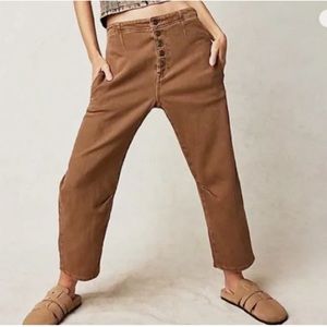 Free People Osaka Button Fly Pants Brown 26